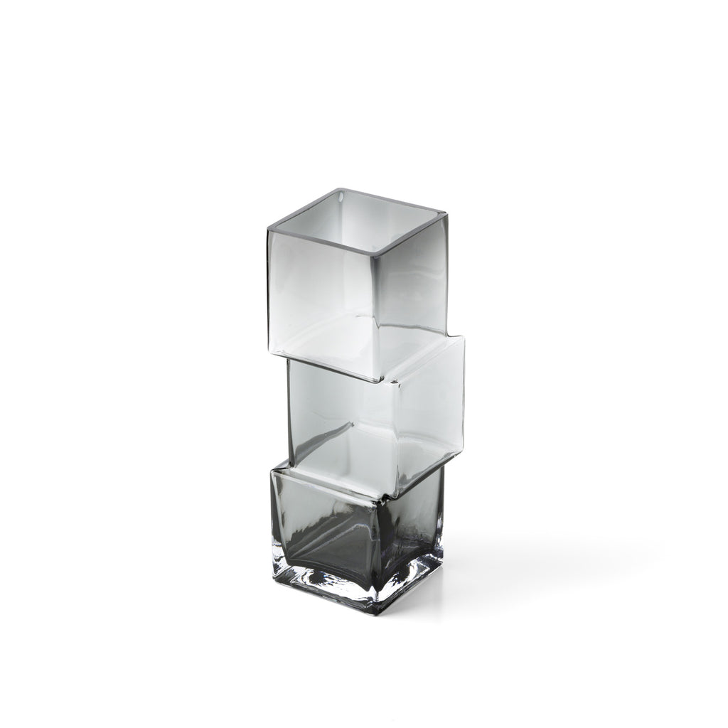 Vaza gri de sticla Rummikub 10x27 cm