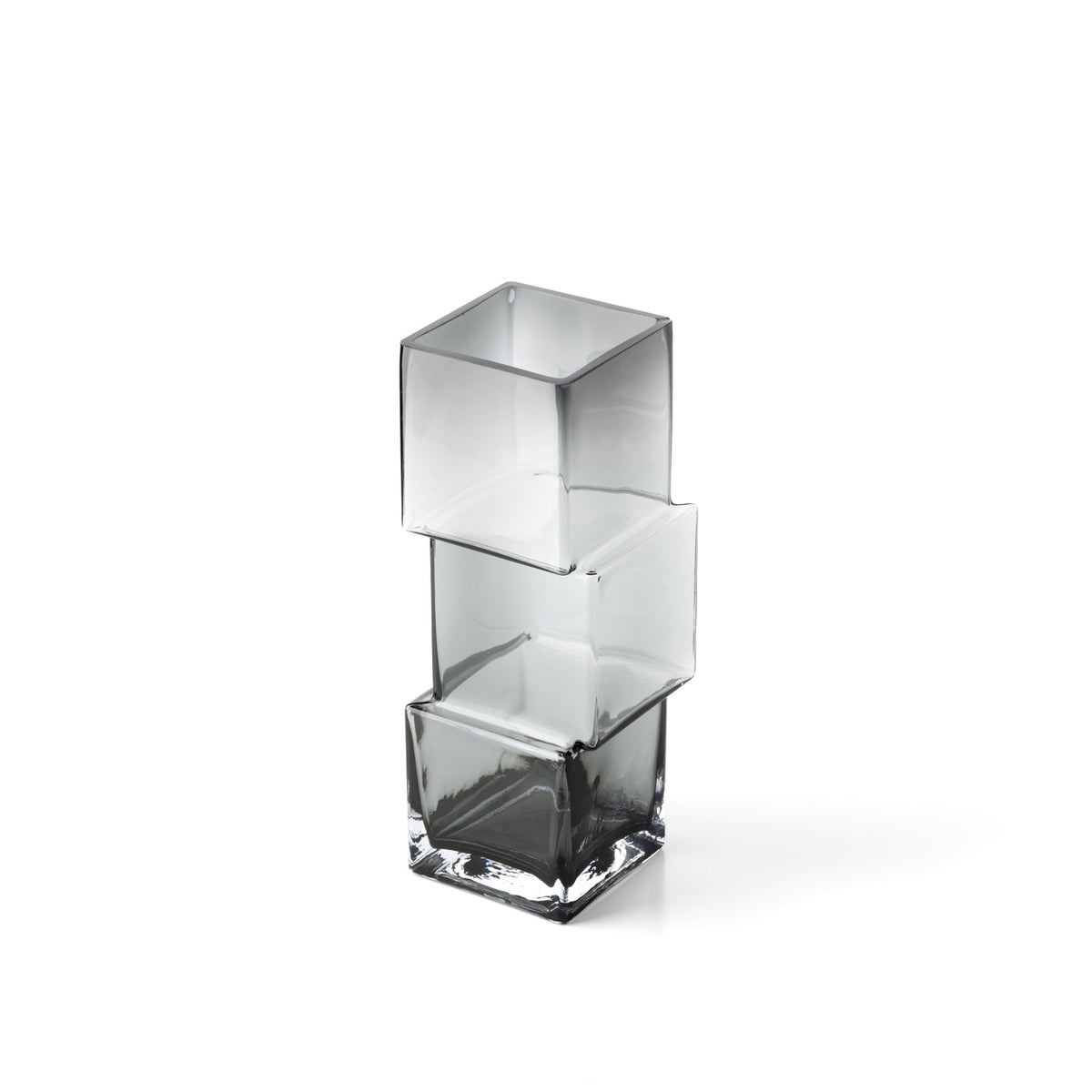 Vaza gri de sticla Rummikub 10x27 cm