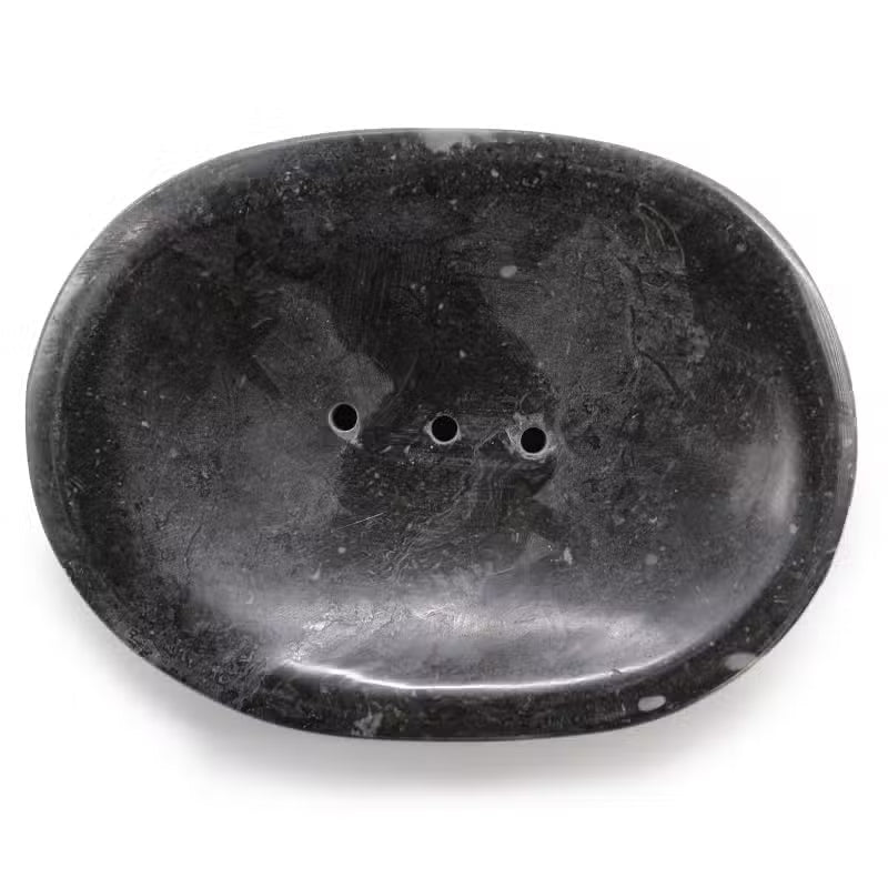 Sapuniera ovala din marmura neagra 12x9 cm