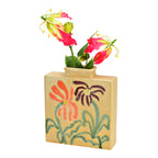 Vaza din ceramica bej model floral 18x21 cm