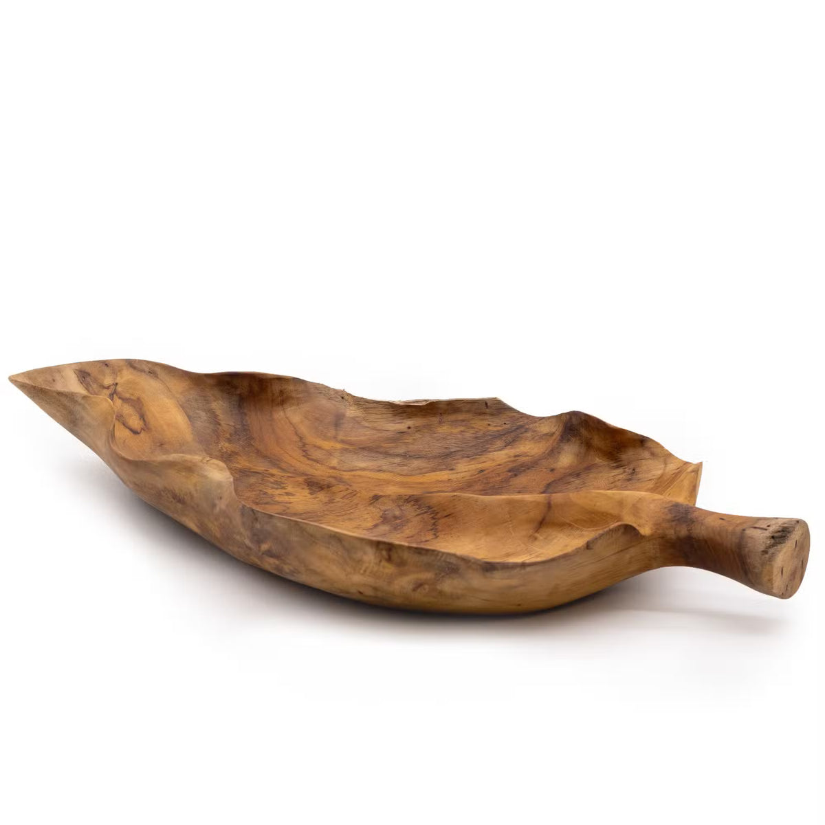 Bol din lemn de tec natural frunza 42x23 cm