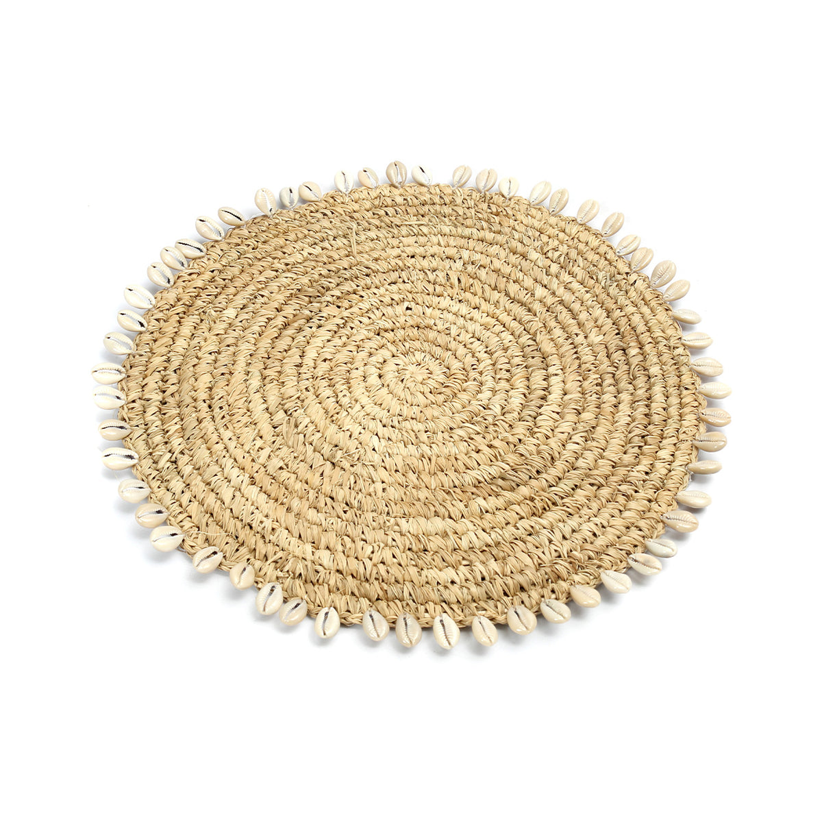 Suport de farfurie din rafie cu scoici naturale 23 cm