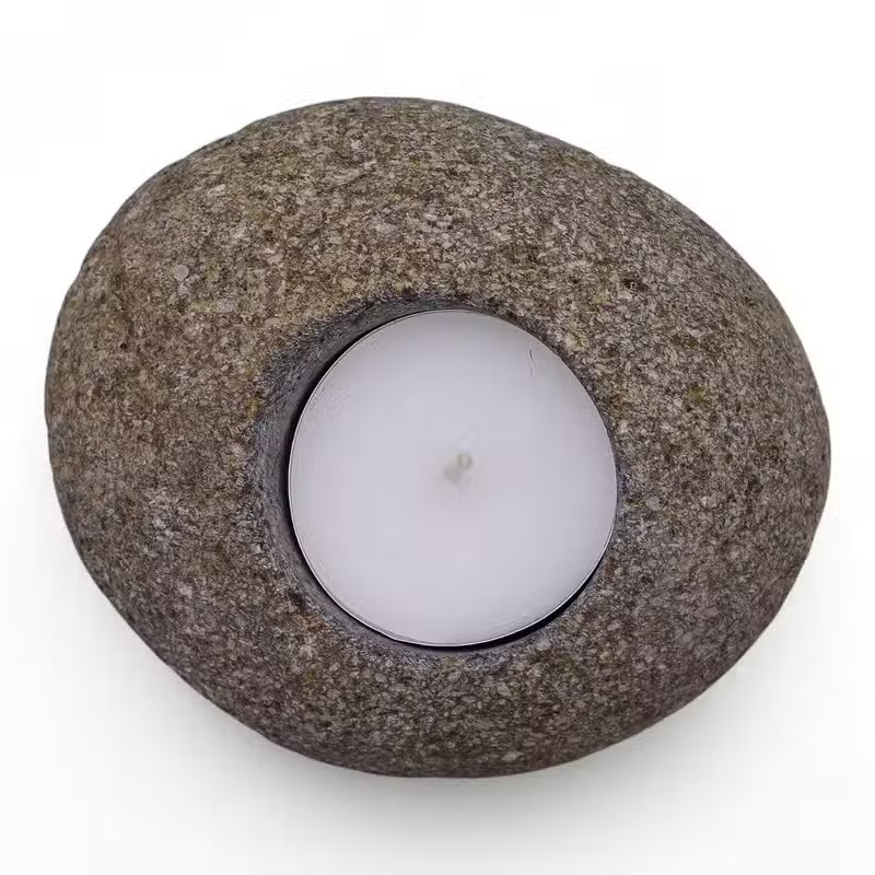 Suport pentru lumanare din piatra de rau naturala 10x7 cm