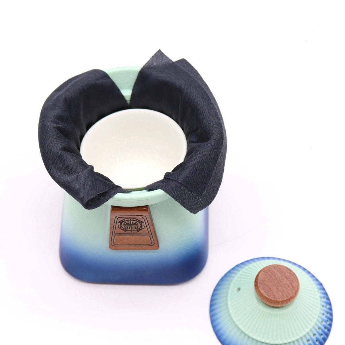 Set ceainic cu 3 cescute Blue Heaven 10.5x13 cm