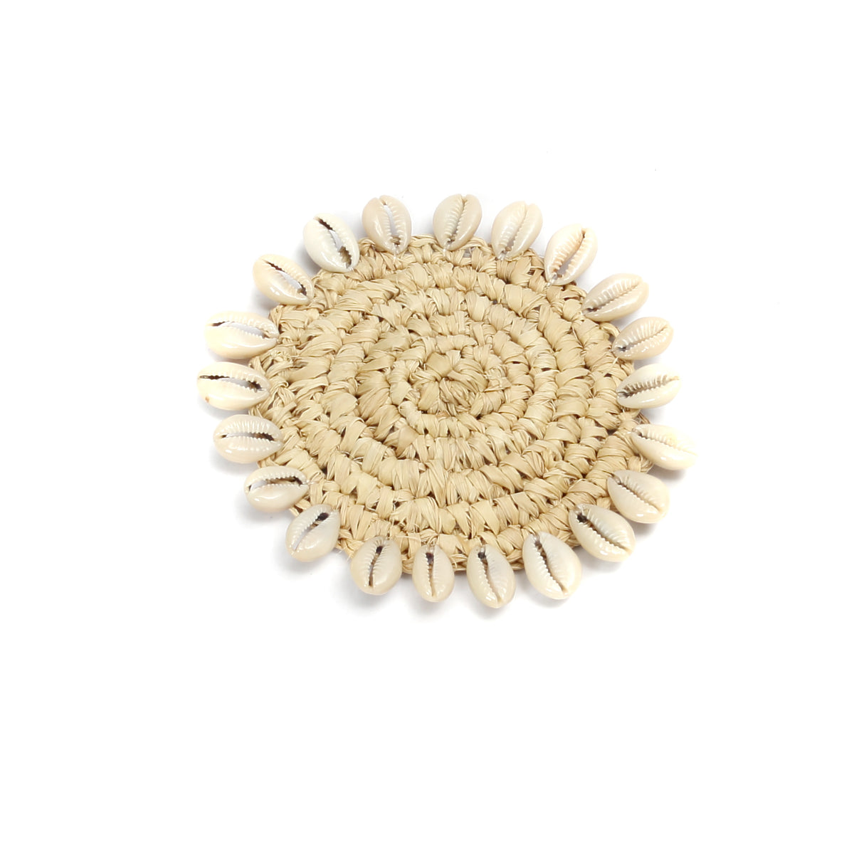 Suport de pahar din rafie cu scoici naturale 12 cm