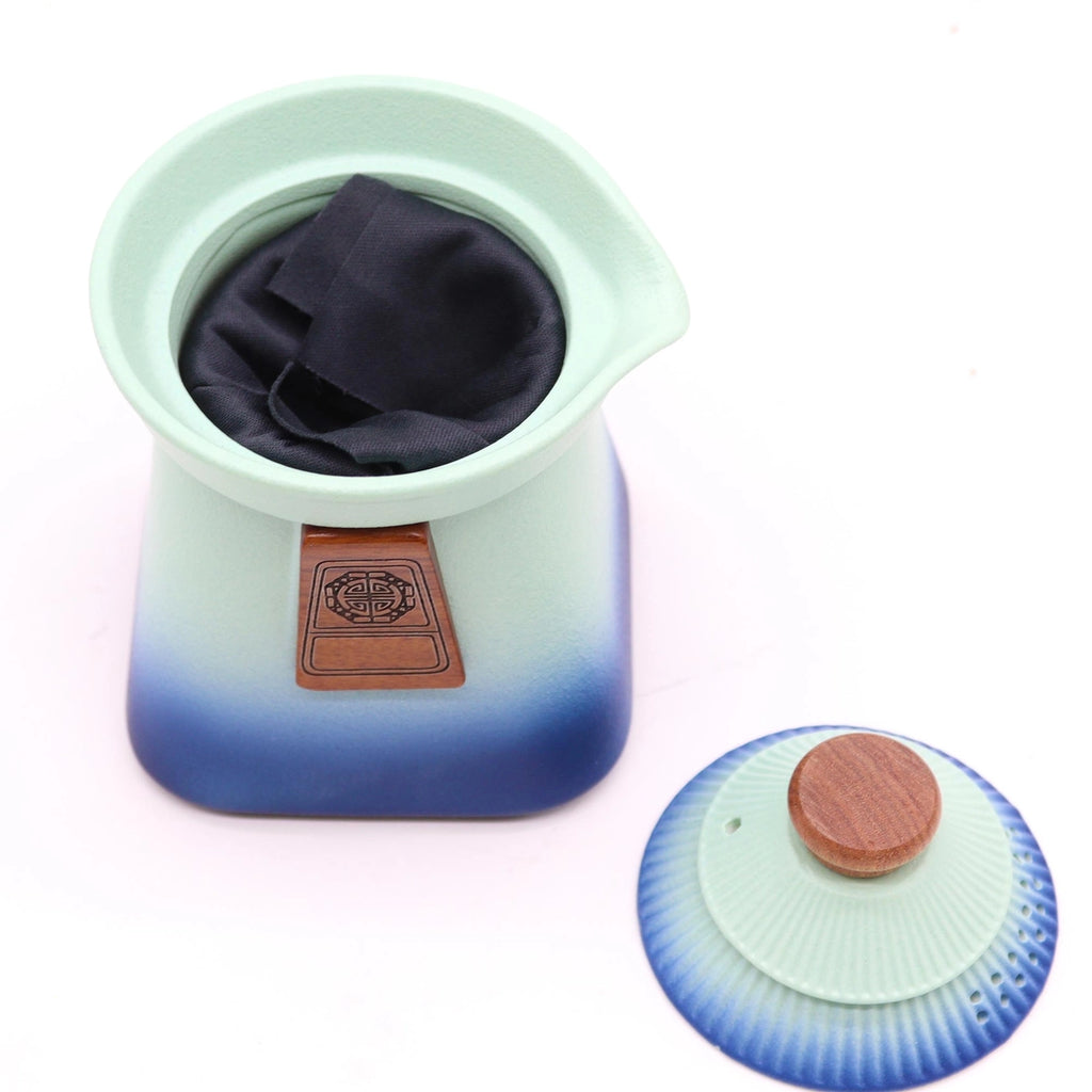 Set ceainic cu 3 cescute Blue Heaven 10.5x13 cm