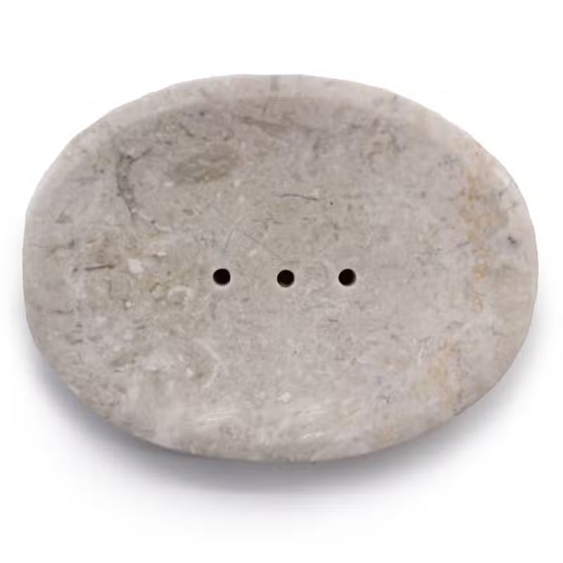 Sapuniera ovala din marmura crem 12x9 cm