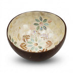 Bol decorativ din nuca de cocos cu mozaic scoici 6x14 cm