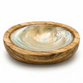 Bol decorativ din lemn de mango cu scoica naturala 14x7 cm