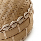 Cutie decorativa din ratan cu scoici naturale 10x20 cm