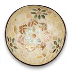 Bol decorativ din nuca de cocos cu mozaic scoici 6x14 cm