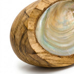 Bol decorativ din lemn de mango cu scoica naturala 14x7 cm