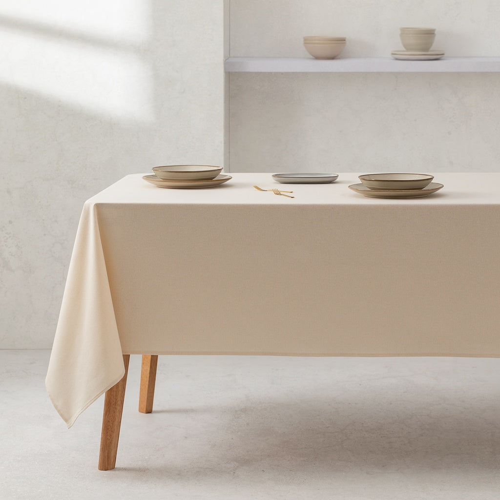 Fata de masa crem din bumbac 100% 140x140 cm