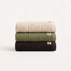 Set 3 prosoape bej-verde-negru din bumbac 100%