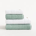 Set 4 prosoape de baie alb-acvamarin din bumbac 100%