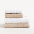 Set 4 prosoape de baie alb-bej din bumbac 100%