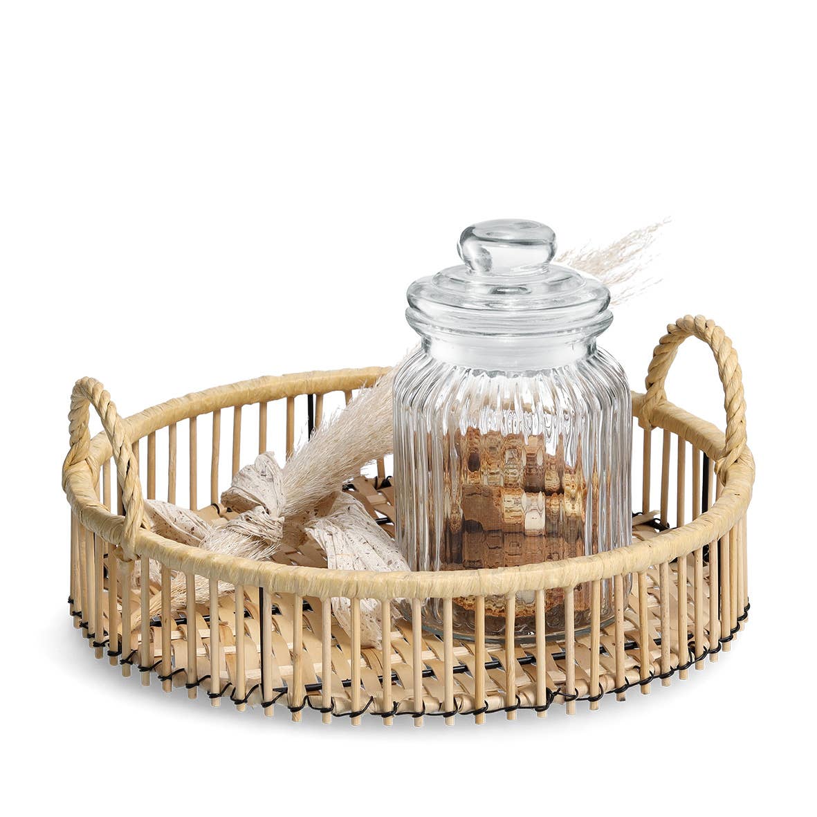 Tava rotunda din ratan 32x12.5 cm
