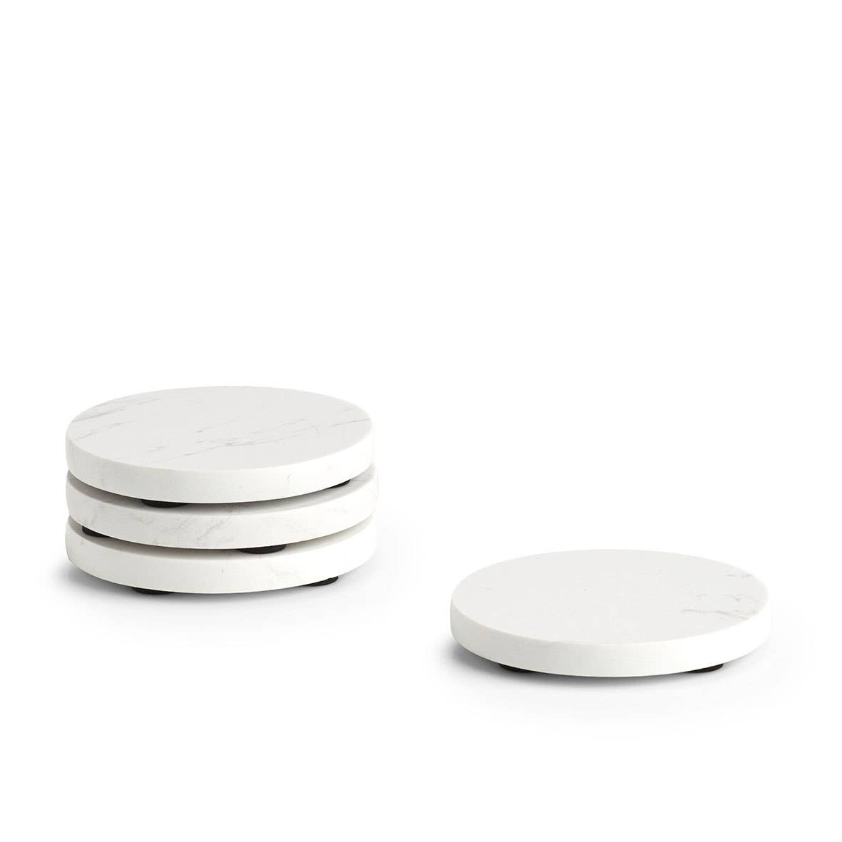 Set 4 suporturi de pahar din marmura alba 9.5x1 cm