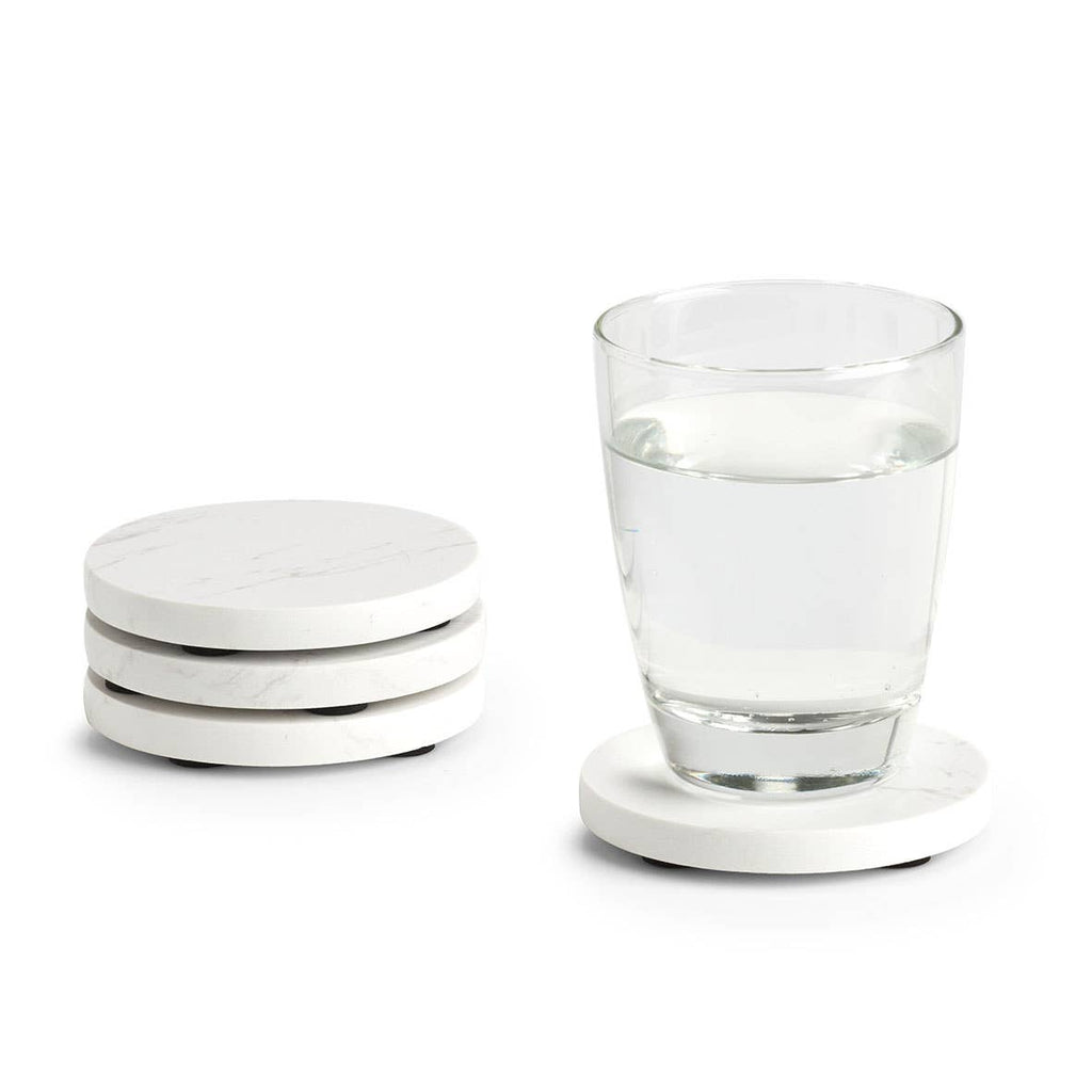 Set 4 suporturi de pahar din marmura alba 9.5x1 cm