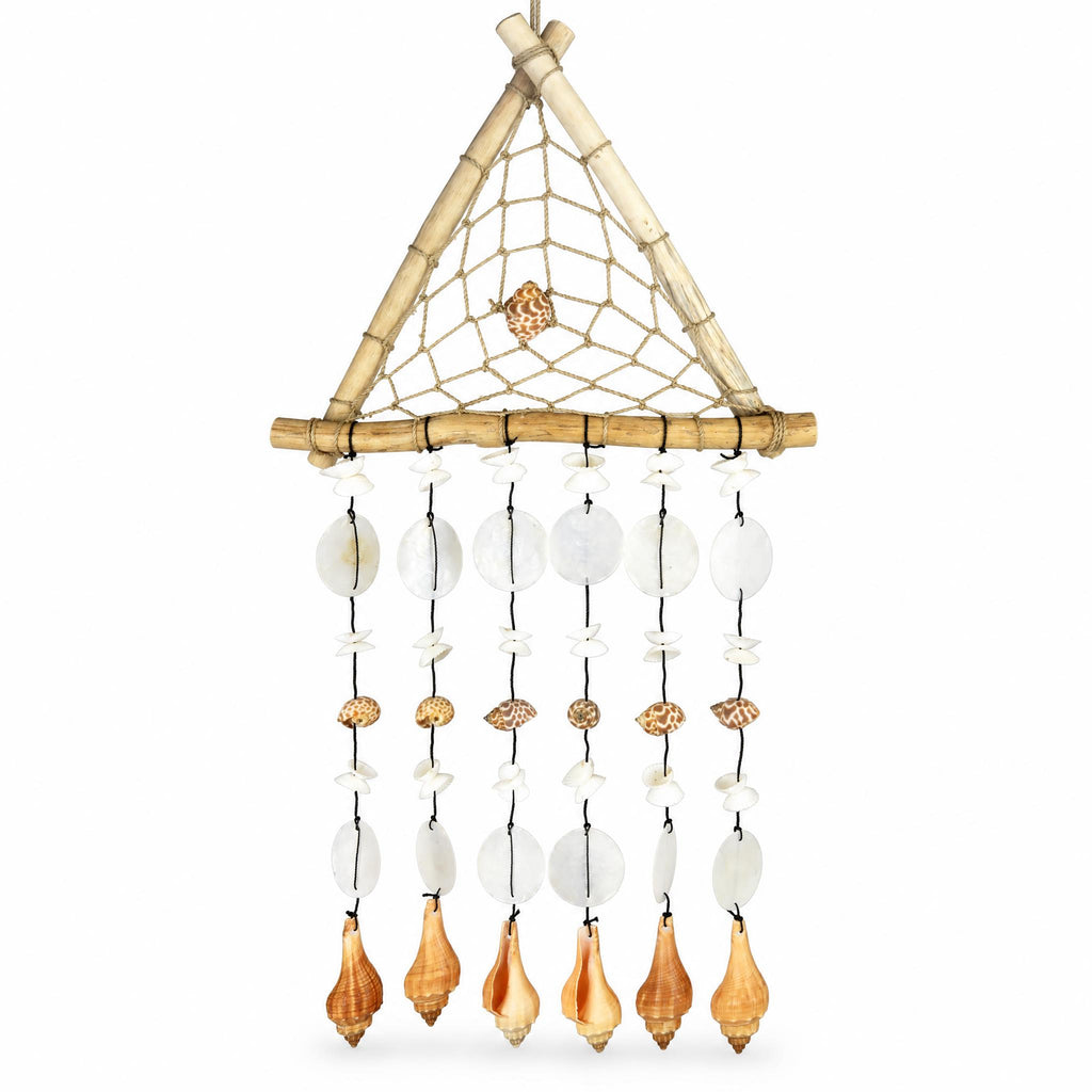 Decoratiune de perete din lemn si scoici naturale 70x30cm