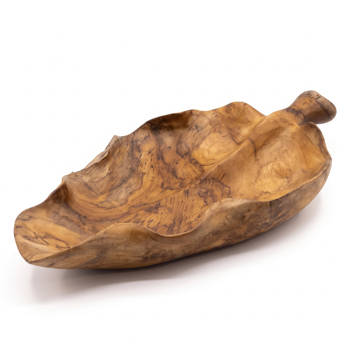 Bol din lemn de tec natural frunza 42x23 cm