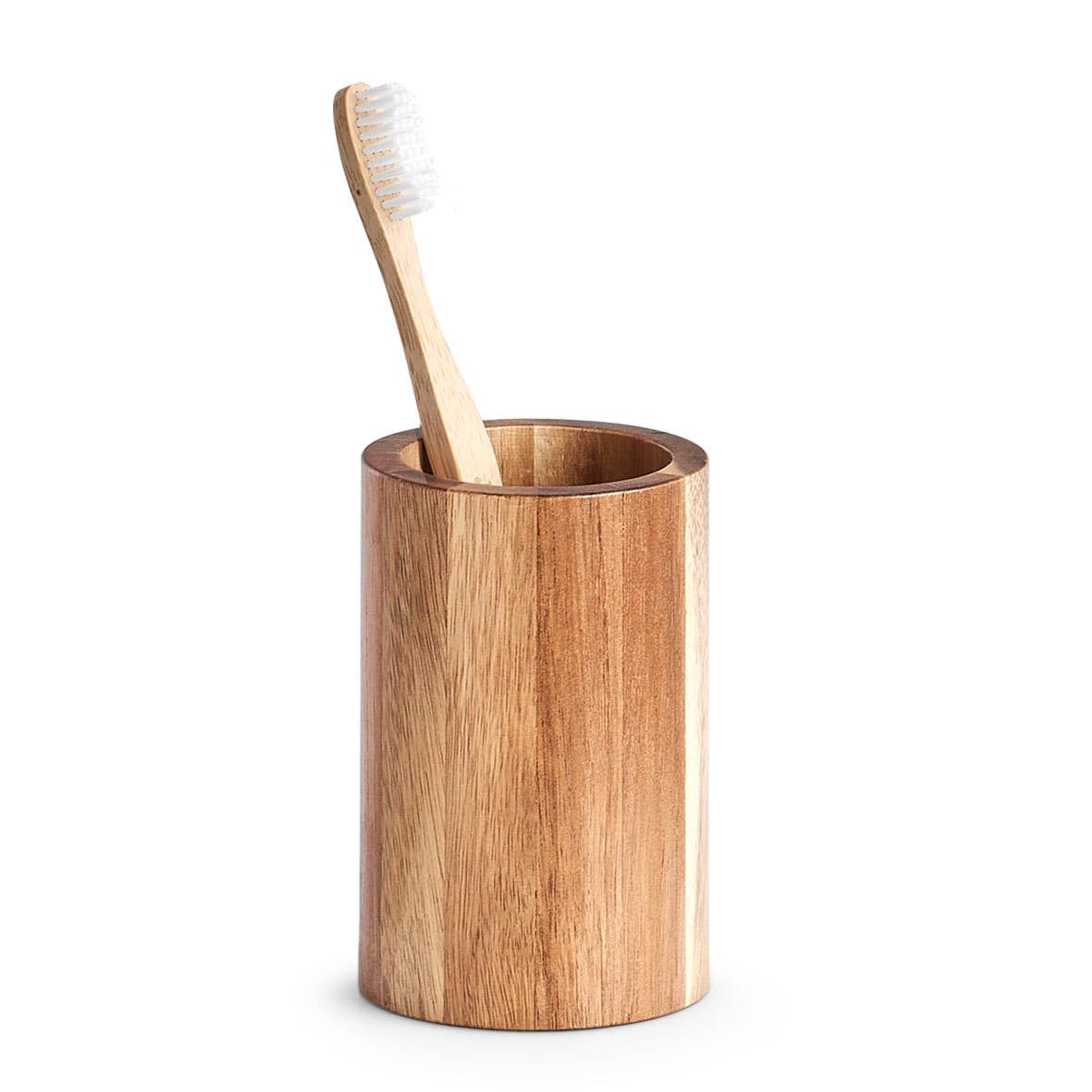 Pahar pentru periute de dinti din lemn de acacia 7x11 cm