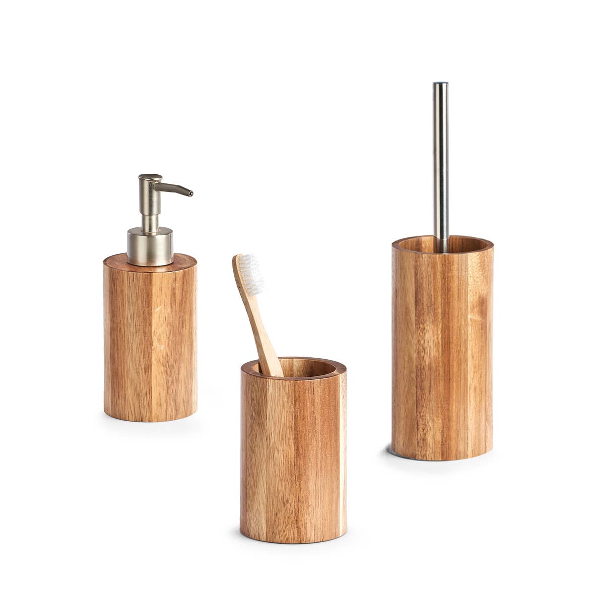 Pahar pentru periute de dinti din lemn de acacia 7x11 cm
